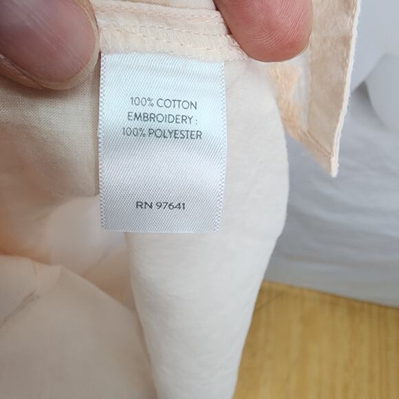 J Jill Cotton Light Weight Light Pink Long Sleeve Button Front Embroidery Blouse - Picture 3 of 13